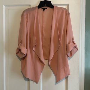 Petal pink open front blazer
